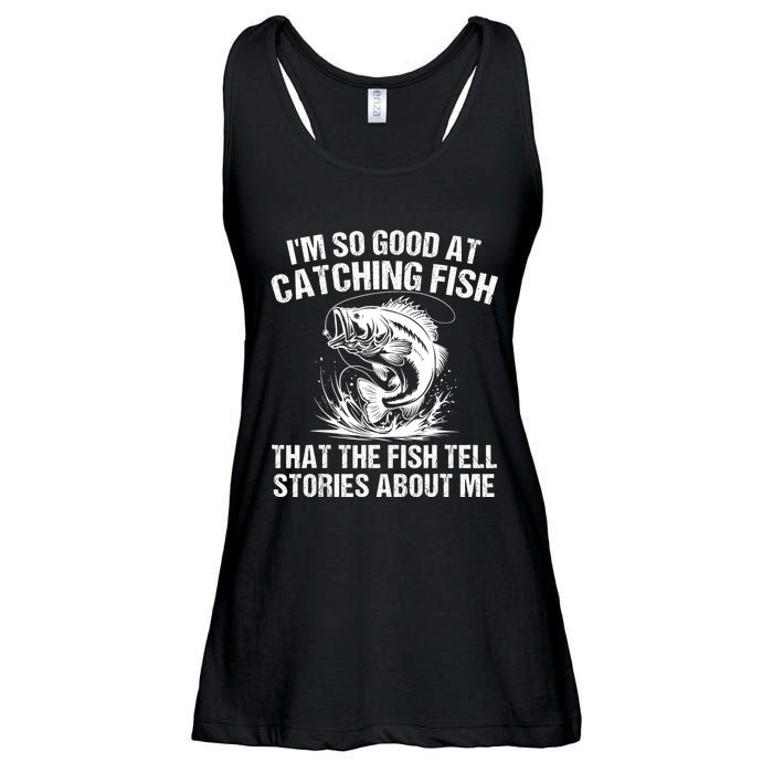 Bass Fishing Angler Funny Fisherman Catching Fish Ladies Essential Flowy Tank