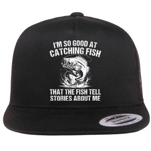 Bass Fishing Angler Funny Fisherman Catching Fish Flat Bill Trucker Hat