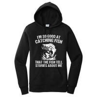 Bass Fishing Angler Funny Fisherman Catching Fish Women's Pullover Hoodie