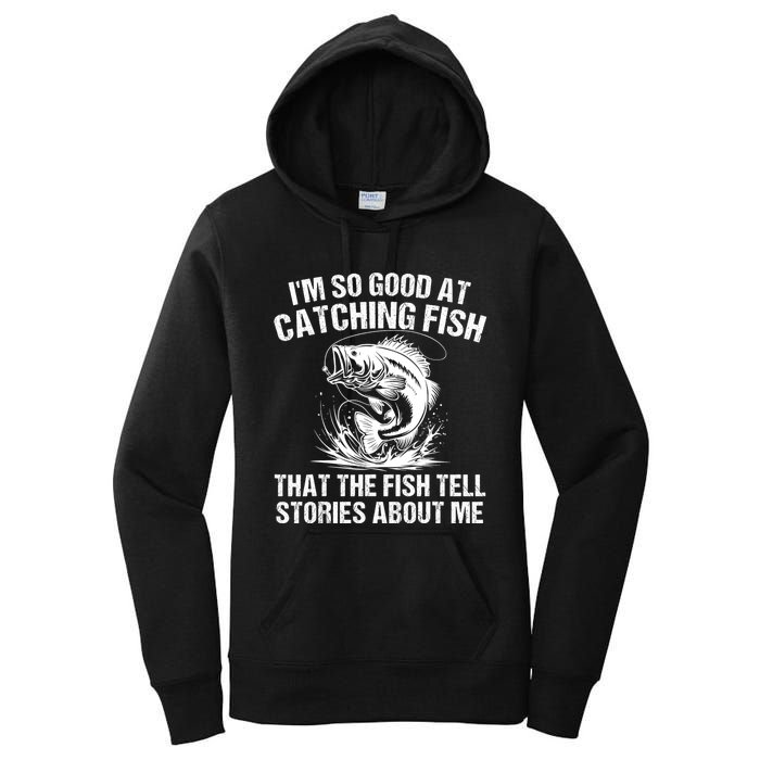 Bass Fishing Angler Funny Fisherman Catching Fish Women's Pullover Hoodie