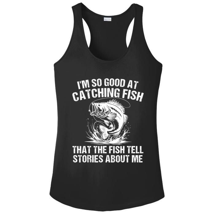 Bass Fishing Angler Funny Fisherman Catching Fish Ladies PosiCharge Competitor Racerback Tank