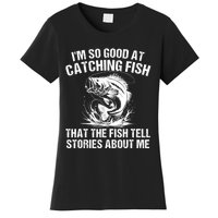 Bass Fishing Angler Funny Fisherman Catching Fish Women's T-Shirt