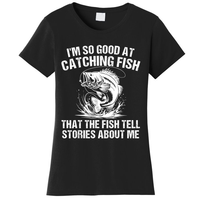 Bass Fishing Angler Funny Fisherman Catching Fish Women's T-Shirt