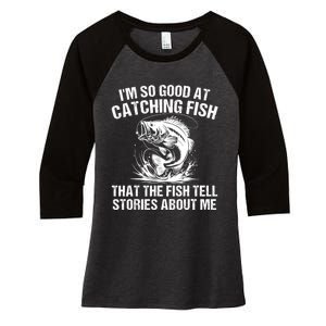 Bass Fishing Angler Funny Fisherman Catching Fish Women's Tri-Blend 3/4-Sleeve Raglan Shirt