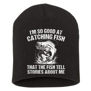 Bass Fishing Angler Funny Fisherman Catching Fish Short Acrylic Beanie