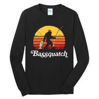 Bassquatch! Funny Bigfoot Fishing Outdoor Retro Tall Long Sleeve T-Shirt