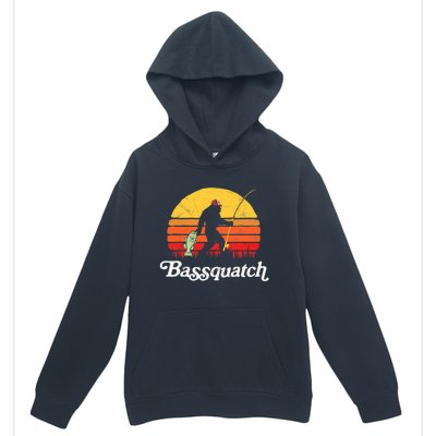 Bassquatch! Funny Bigfoot Fishing Outdoor Retro Urban Pullover Hoodie