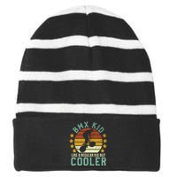 Bmx | Funny Bmx Trick Freestyle Bike Rider Gift Striped Beanie with Solid Band