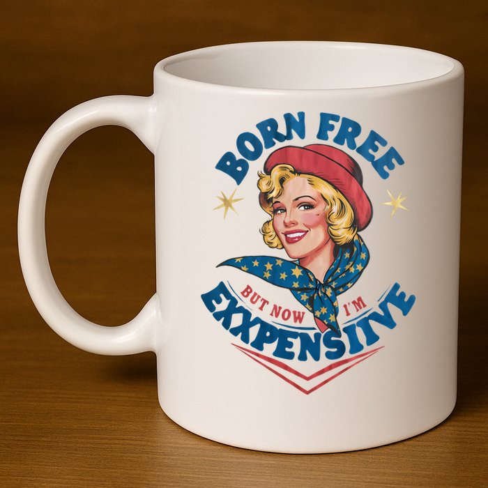 Born Free But Now Im Expensive Funny Fourth Of July 4th Of July 11oz C Handle Ceramic Mug