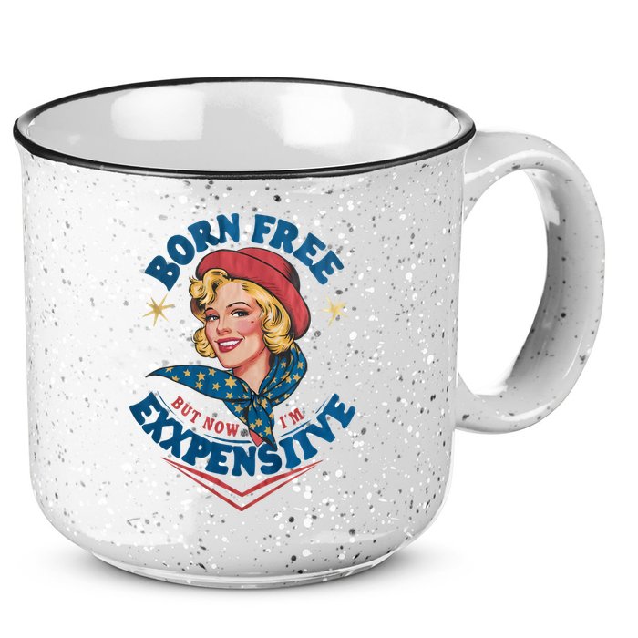 Born Free But Now Im Expensive Funny Fourth Of July 4th Of July 15oz Campfire Ceramic Mug