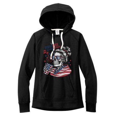 Born Free But Now Im Expensive Patriotic Skull Women's Fleece Hoodie