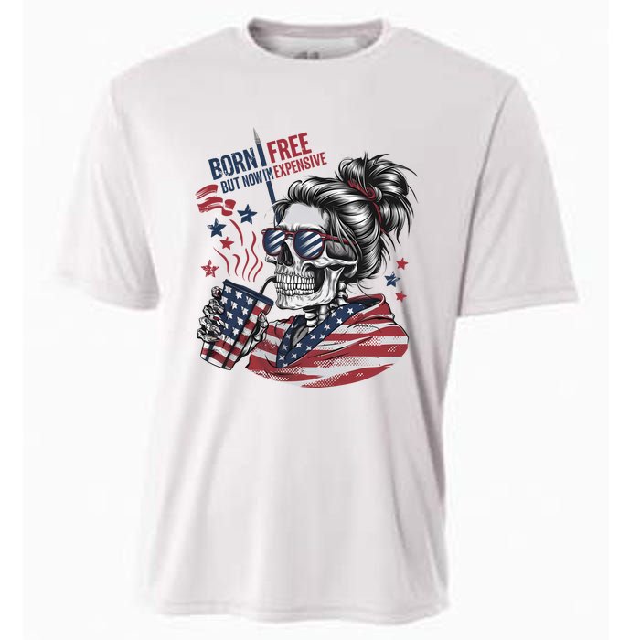 Born Free But Now Im Expensive Patriotic Skull Cooling Performance Crew T-Shirt