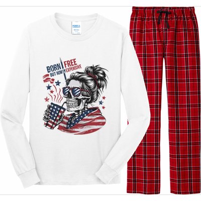 Born Free But Now Im Expensive Patriotic Skull Long Sleeve Pajama Set