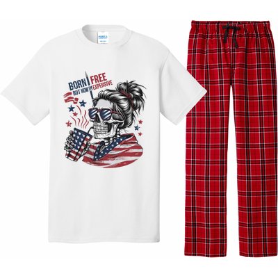 Born Free But Now Im Expensive Patriotic Skull Pajama Set