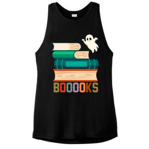 Boooooks Funny Book Ghost Halloween Gift Ladies PosiCharge Tri-Blend Wicking Tank