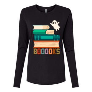 Boooooks Funny Book Ghost Halloween Gift Womens Cotton Relaxed Long Sleeve T-Shirt