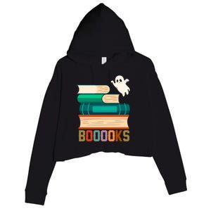 Boooooks Funny Book Ghost Halloween Gift Crop Fleece Hoodie