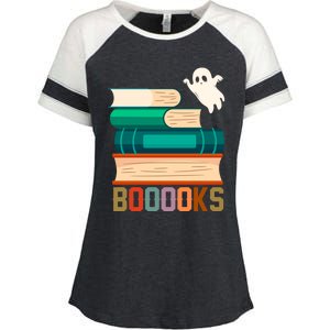 Boooooks Funny Book Ghost Halloween Gift Enza Ladies Jersey Colorblock Tee