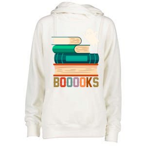 Boooooks Funny Book Ghost Halloween Gift Womens Funnel Neck Pullover Hood