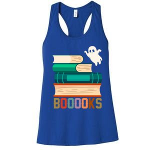 Boooooks Funny Book Ghost Halloween Gift Women's Racerback Tank