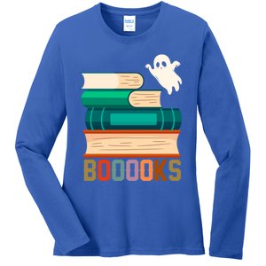 Boooooks Funny Book Ghost Halloween Gift Ladies Long Sleeve Shirt