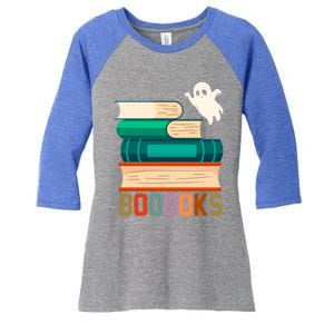 Boooooks Funny Book Ghost Halloween Gift Women's Tri-Blend 3/4-Sleeve Raglan Shirt