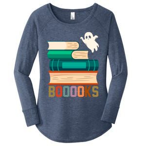 Boooooks Funny Book Ghost Halloween Gift Women's Perfect Tri Tunic Long Sleeve Shirt