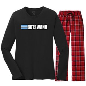 Botswana Flag Women's Long Sleeve Flannel Pajama Set 