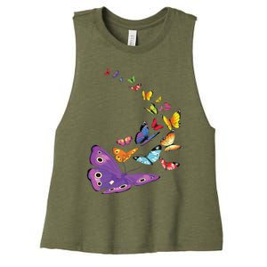 Butterfly Flying Butterfly Wings Shirts Women's Racerback Cropped Tank