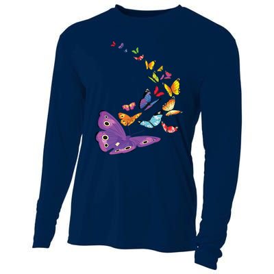 Butterfly Flying Butterfly Wings Shirts Cooling Performance Long Sleeve Crew