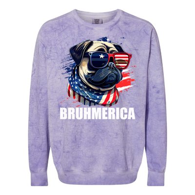 Bruhmerica French Bulldog Usa American Flag Distressed Great Gift Colorblast Crewneck Sweatshirt