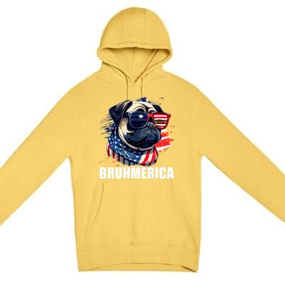 Bruhmerica French Bulldog Usa American Flag Distressed Great Gift Premium Pullover Hoodie