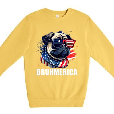 Bruhmerica French Bulldog Usa American Flag Distressed Great Gift Premium Crewneck Sweatshirt