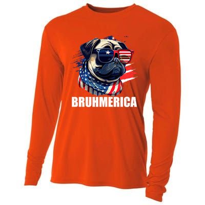 Bruhmerica French Bulldog Usa American Flag Distressed Great Gift Cooling Performance Long Sleeve Crew