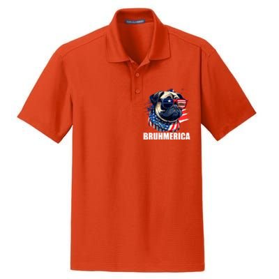 Bruhmerica French Bulldog Usa American Flag Distressed Great Gift Dry Zone Grid Polo