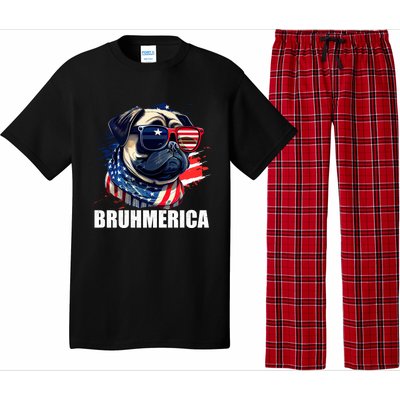 Bruhmerica French Bulldog Usa American Flag Distressed Great Gift Pajama Set