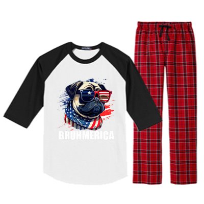 Bruhmerica French Bulldog Usa American Flag Distressed Great Gift Raglan Sleeve Pajama Set