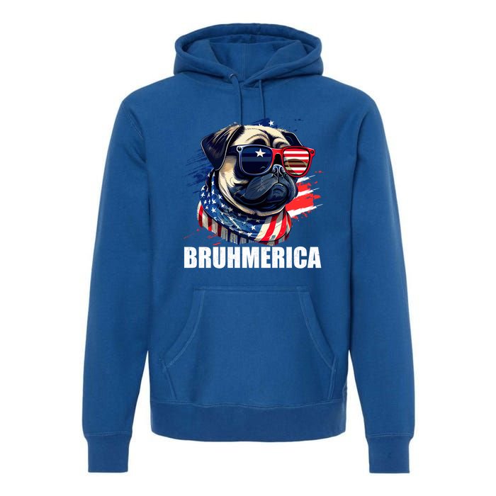 Bruhmerica French Bulldog Usa American Flag Distressed Great Gift Premium Hoodie