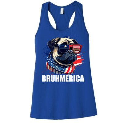 Bruhmerica French Bulldog Usa American Flag Distressed Great Gift Women's Racerback Tank