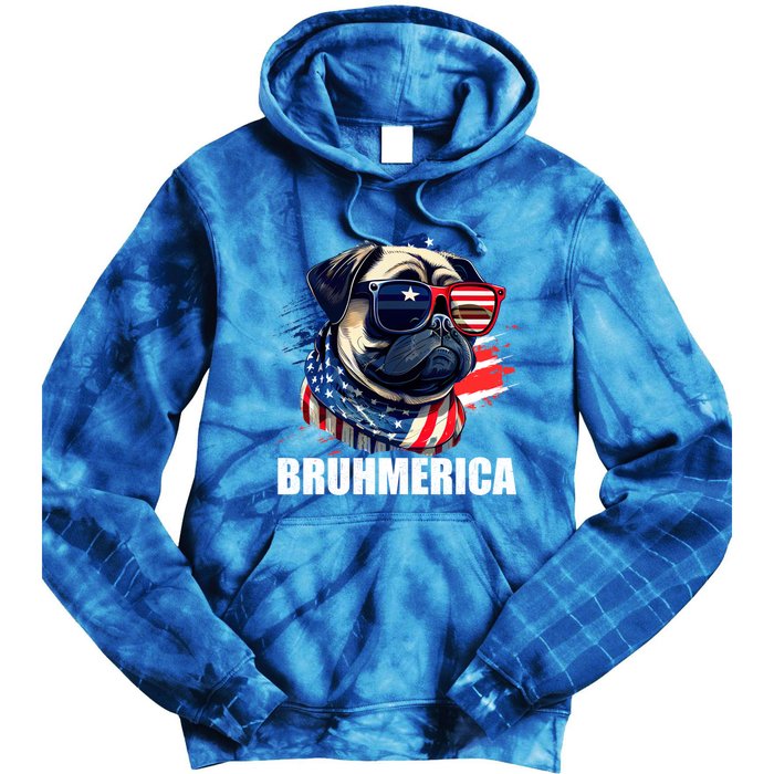 Bruhmerica French Bulldog Usa American Flag Distressed Great Gift Tie Dye Hoodie