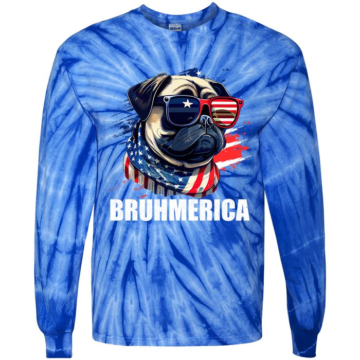 Bruhmerica French Bulldog Usa American Flag Distressed Great Gift Tie-Dye Long Sleeve Shirt