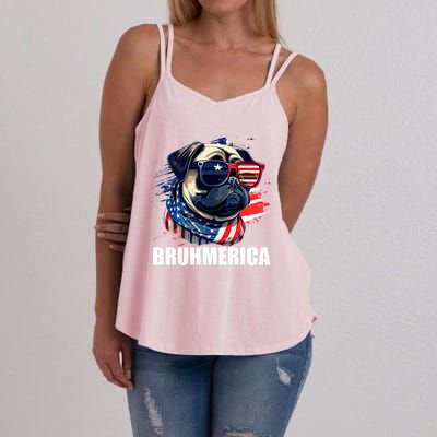 Bruhmerica French Bulldog Usa American Flag Distressed Great Gift Women's Strappy Tank