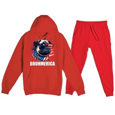 Bruhmerica French Bulldog Usa American Flag Distressed Great Gift Premium Hooded Sweatsuit Set