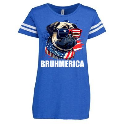 Bruhmerica French Bulldog Usa American Flag Distressed Great Gift Enza Ladies Jersey Football T-Shirt