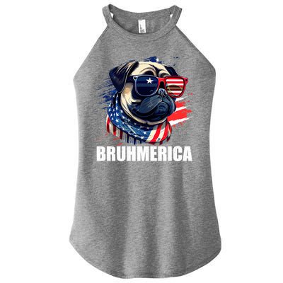 Bruhmerica French Bulldog Usa American Flag Distressed Great Gift Women's Perfect Tri Rocker Tank