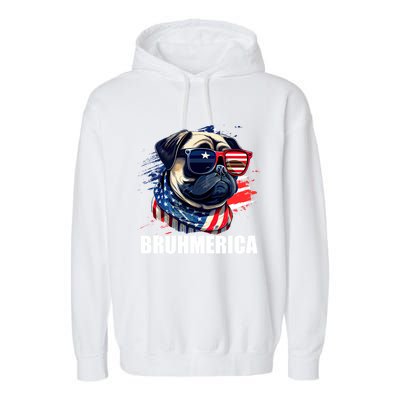 Bruhmerica French Bulldog Usa American Flag Distressed Great Gift Garment-Dyed Fleece Hoodie