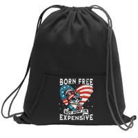 Born Free But Now IM Expensive Funny Mom Bun Cat July 4th Sweatshirt Cinch Pack Bag