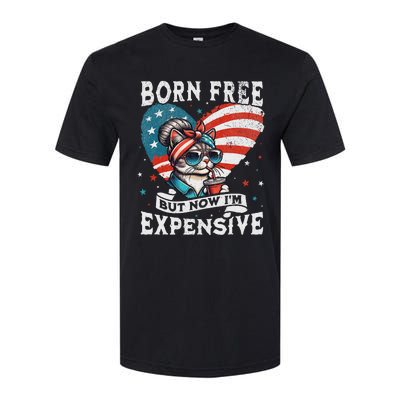 Born Free But Now IM Expensive Funny Mom Bun Cat July 4th Softstyle® CVC T-Shirt