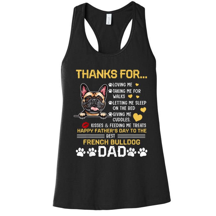 Best French Bulldog Dog Dad Lover Happy Fathers Day Women's Racerback Tank