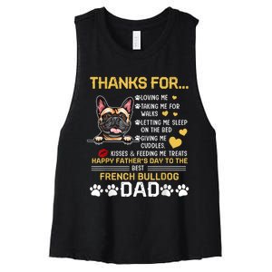 Best French Bulldog Dog Dad Lover Happy Fathers Day Women's Racerback Cropped Tank